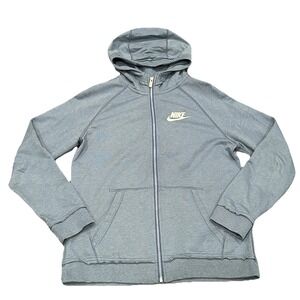 Nike‎ Women's Lightweight Cotton Full Zip Hoodie Size XL Light Blue Logo